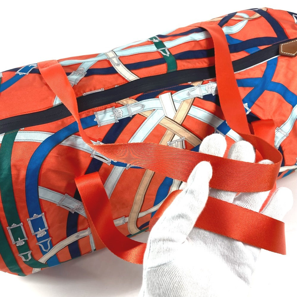 HERMES カヴァルカドゥール エアシルク ダッフル 44 カバン ボストンバッグ 肩掛け ショルダーバッグ シルク ユニセックス オレンジ