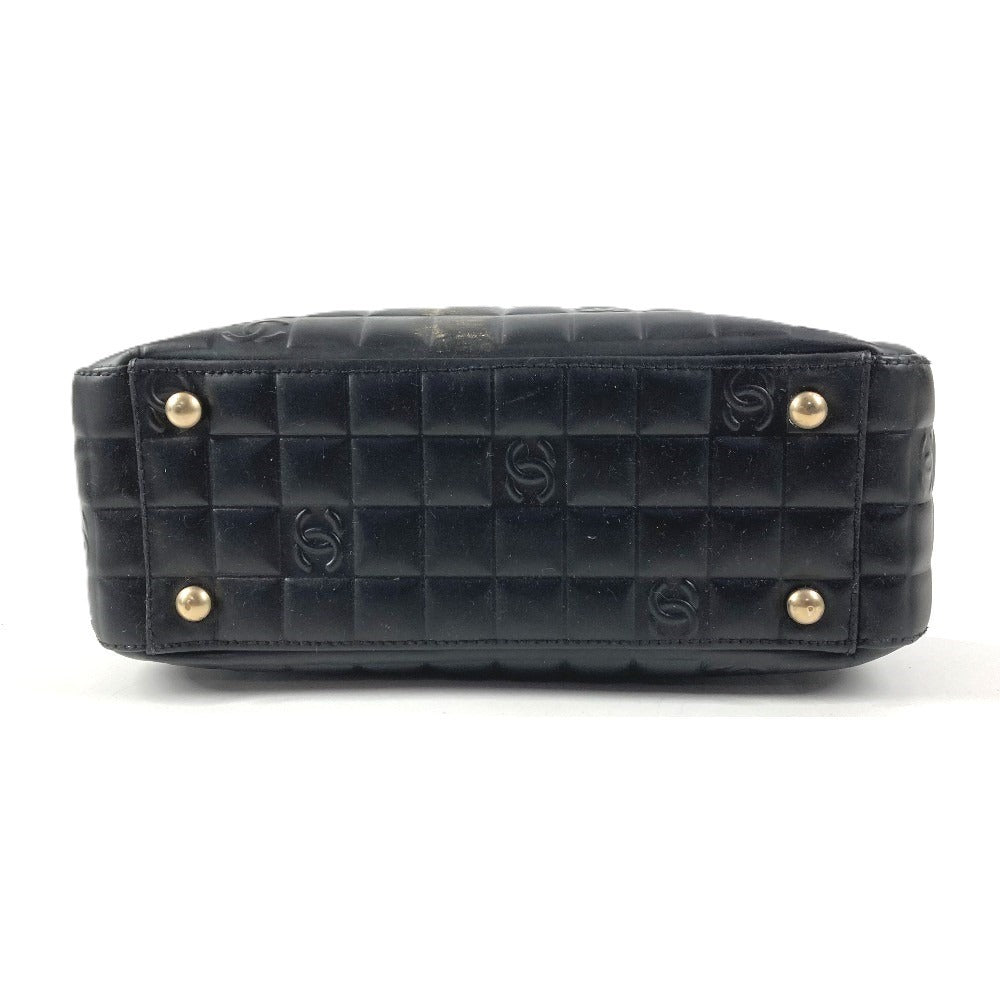 CHANEL Vintage Logo CC Coco Mark Chocolate Bar Bag Tote Bag Handbag Leather Unisex Black