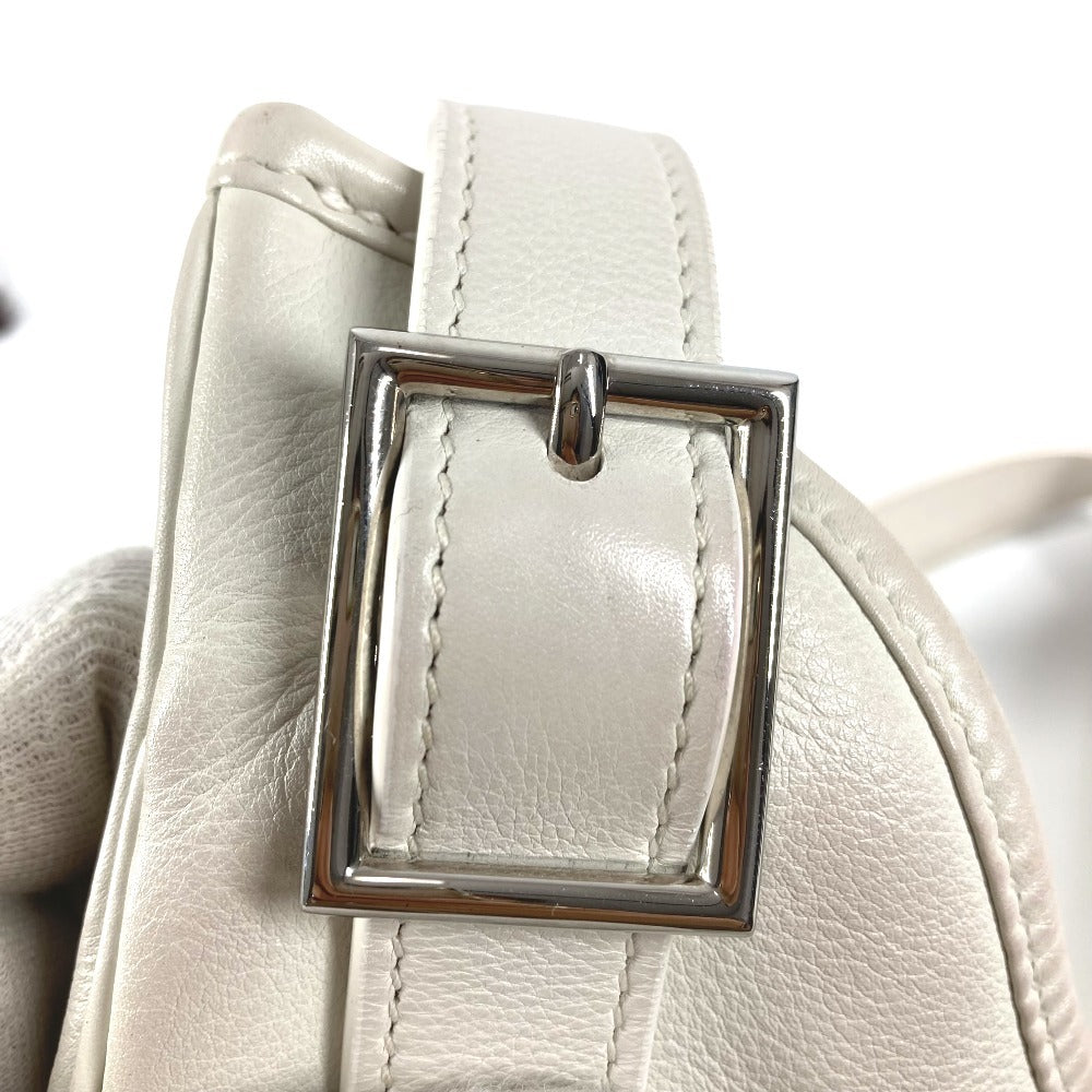 HERMES ロングストラップ付き マサイPM マサイ PM 肩掛け カバン ショルダーバッグ レザー ユニセックス ホワイト