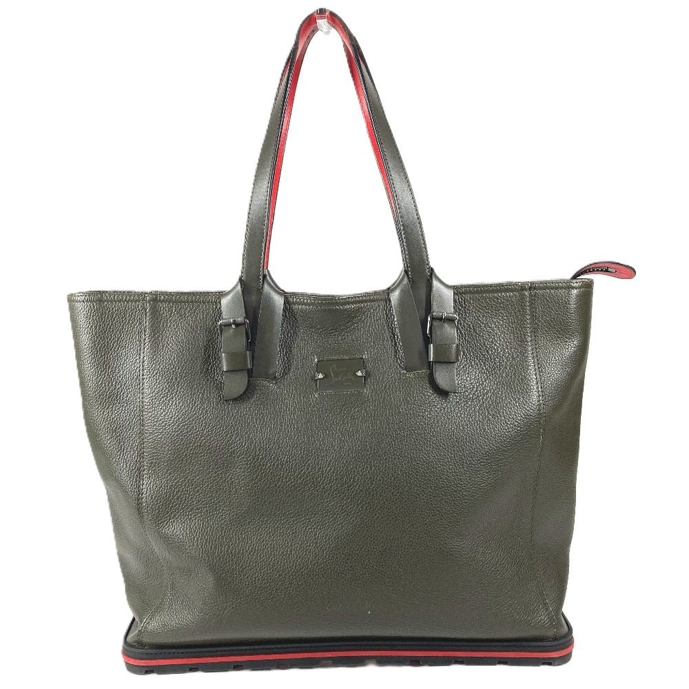 Christian Louboutin ロゴ カバイカー カバン トートバッグ ショルダーバッグ レザー ユニセックス カーキ
