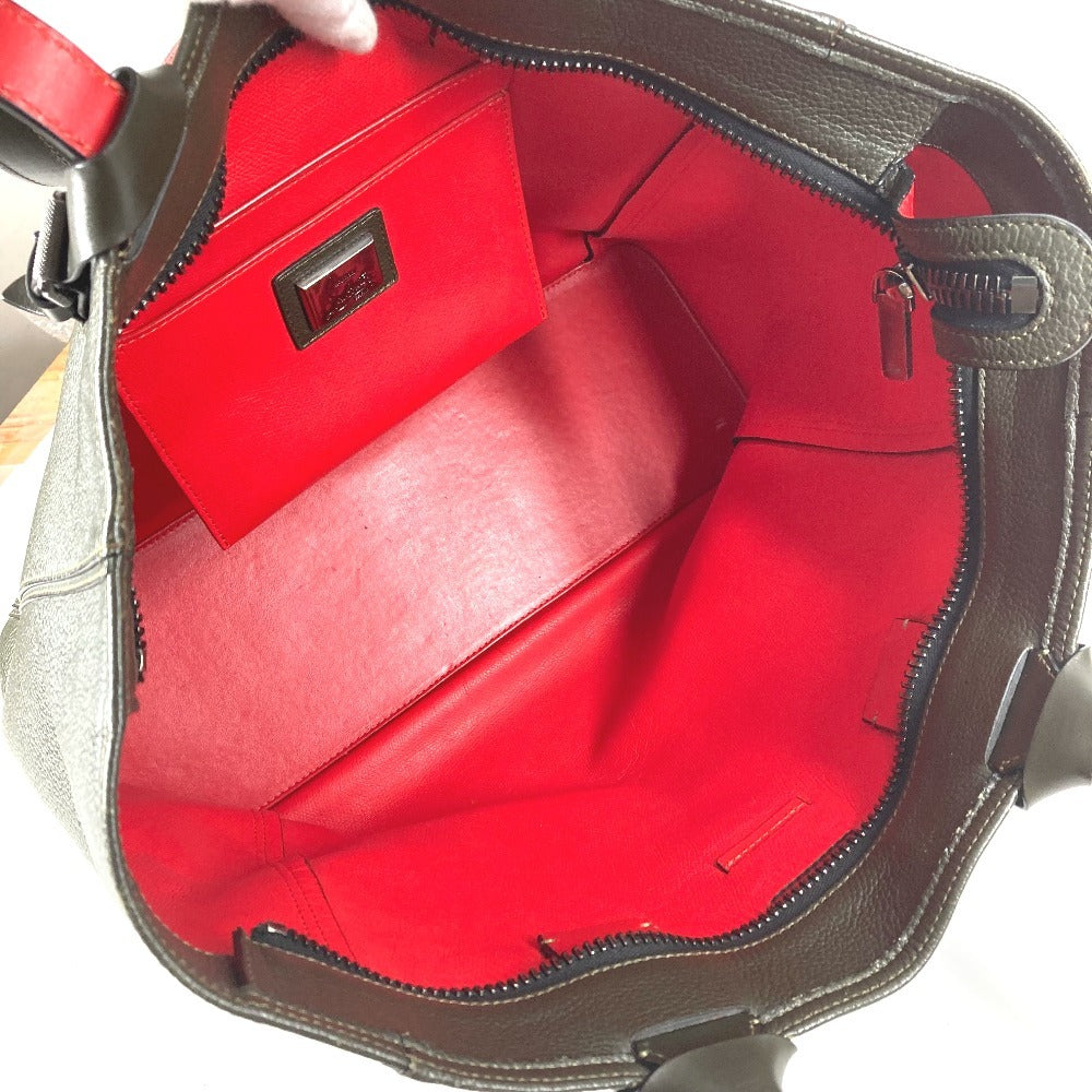 Christian Louboutin ロゴ カバイカー カバン トートバッグ ショルダーバッグ レザー ユニセックス カーキ