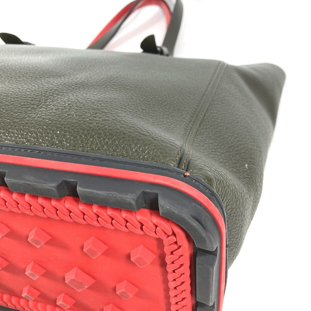 Christian Louboutin ロゴ カバイカー カバン トートバッグ ショルダーバッグ レザー ユニセックス カーキ