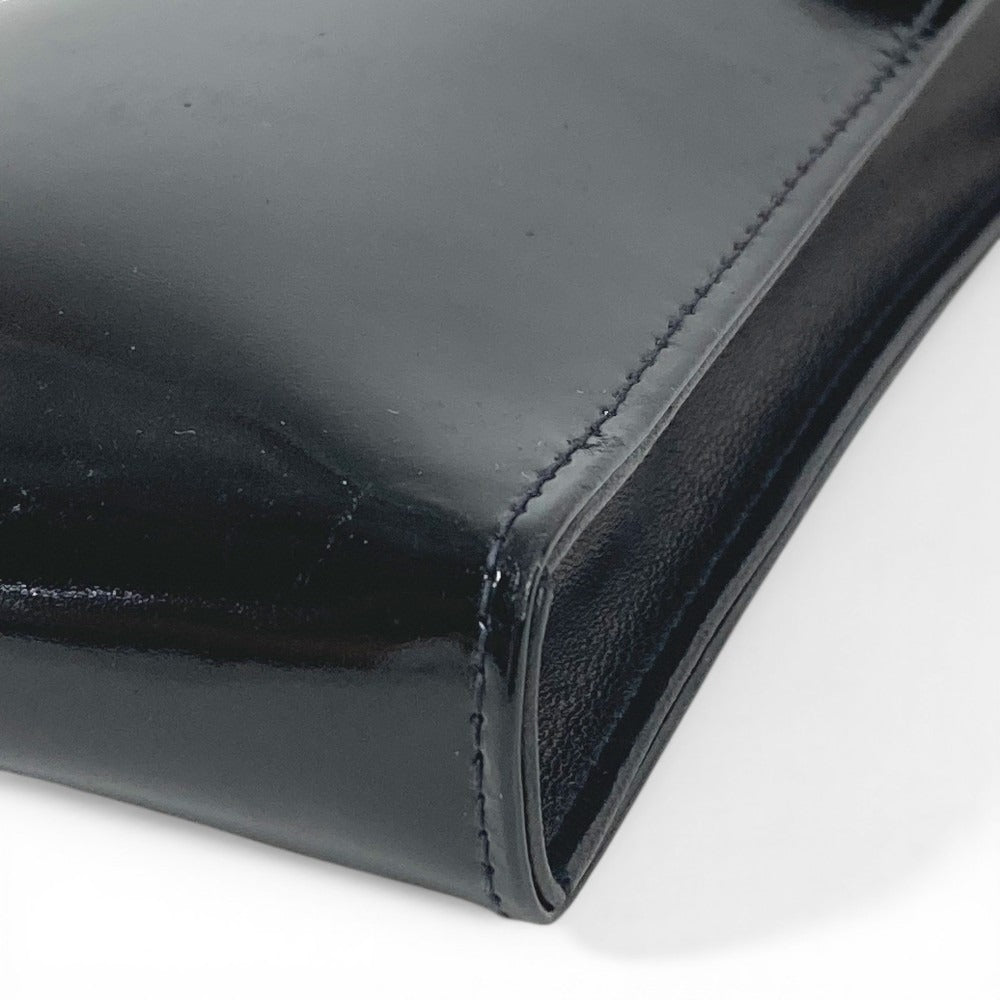 CHANEL ヴィンテージ CC ココマーク ロゴ 携帯ポーチ カバン チェーンバッグ 斜め掛け ポシェット ショルダーバッグ エナメル ユニセックス ブラック