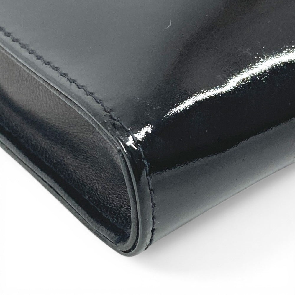 CHANEL ヴィンテージ CC ココマーク ロゴ 携帯ポーチ カバン チェーンバッグ 斜め掛け ポシェット ショルダーバッグ エナメル ユニセックス ブラック