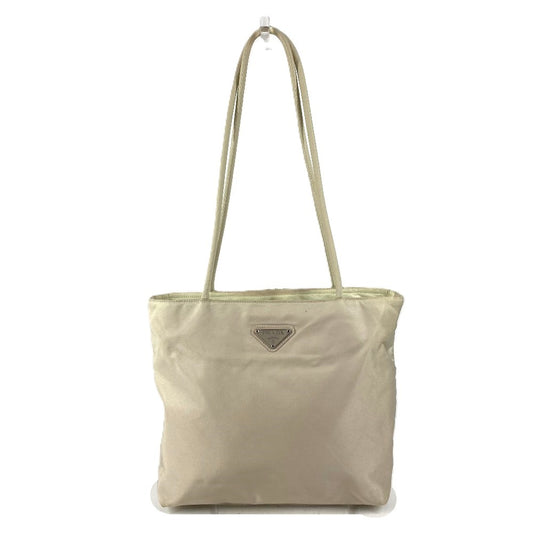 PRADA トライアングルロゴ 三角ロゴ プレート カバン トートバッグ 肩掛け ショルダーバッグ ナイロン ユニセックス ベージュ系