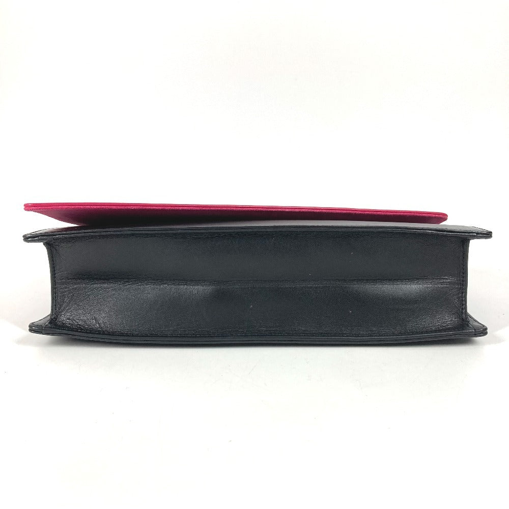 SAINT LAURENT PARIS 318026 Bicolor Bag Pouch Flap Clutch Bag Leather Unisex Black