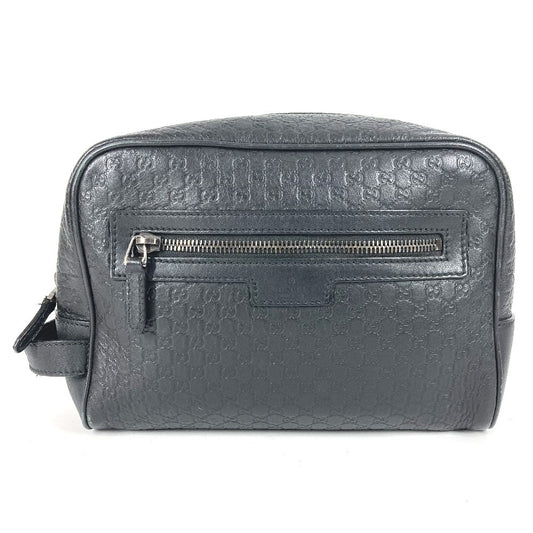 GUCCI 419775 グッチシマ GG ロゴ クラッチバッグ カバン ポーチ 持ち手つき セカンドバッグ シマレザー ユニセックス ブラック