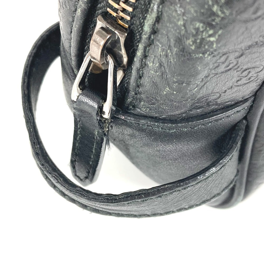 GUCCI 419775 グッチシマ GG ロゴ クラッチバッグ カバン ポーチ 持ち手つき セカンドバッグ シマレザー ユニセックス ブラック
