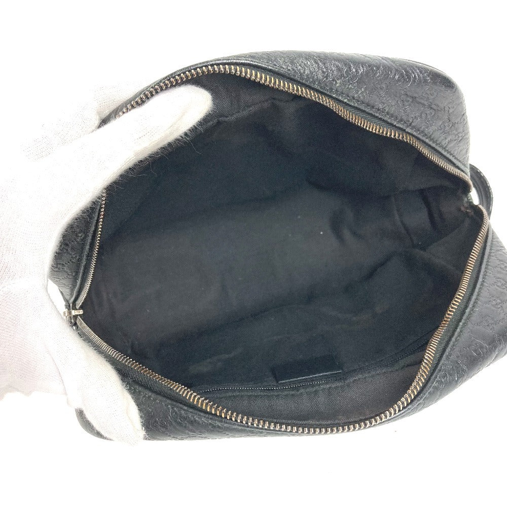 GUCCI 419775 グッチシマ GG ロゴ クラッチバッグ カバン ポーチ 持ち手つき セカンドバッグ シマレザー ユニセックス ブラック