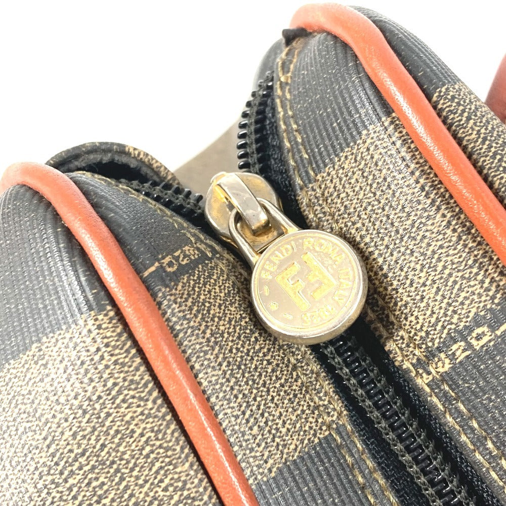 FENDI ヴィンテージ ロゴ ペカン カバン トートバッグ フラップ ハンドバッグ PVC/レザー ユニセックス カーキ