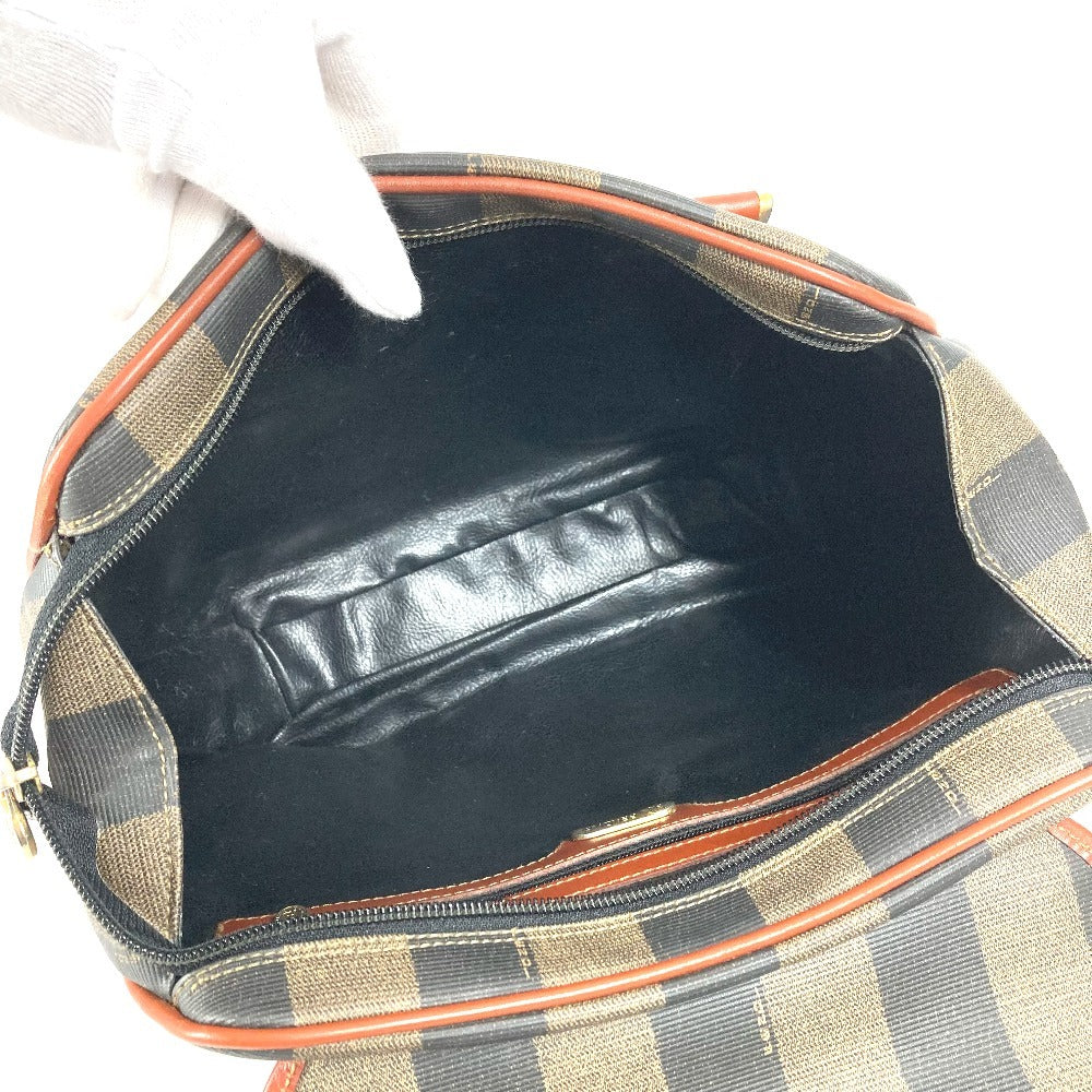 FENDI ヴィンテージ ロゴ ペカン カバン トートバッグ フラップ ハンドバッグ PVC/レザー ユニセックス カーキ
