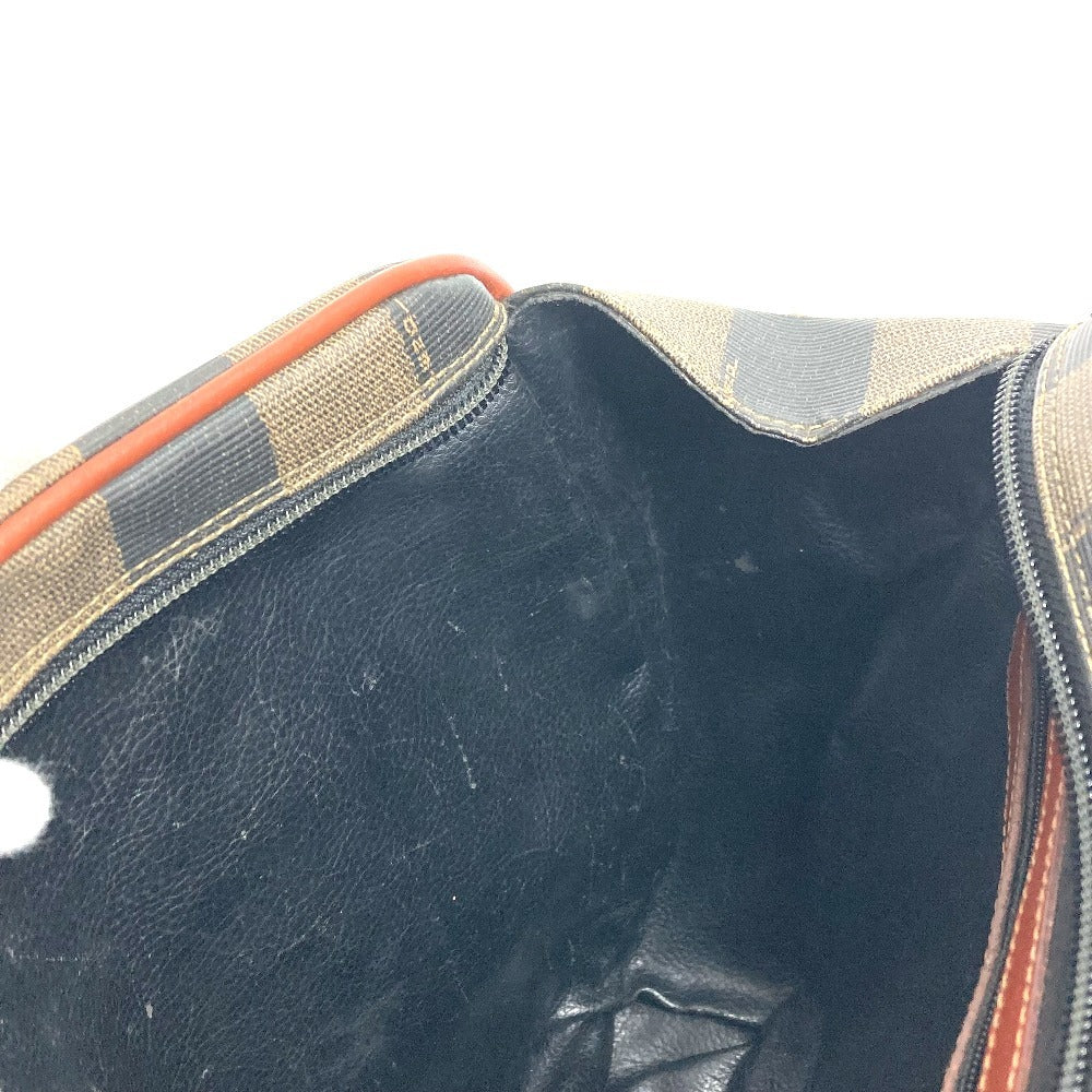 FENDI ヴィンテージ ロゴ ペカン カバン トートバッグ フラップ ハンドバッグ PVC/レザー ユニセックス カーキ