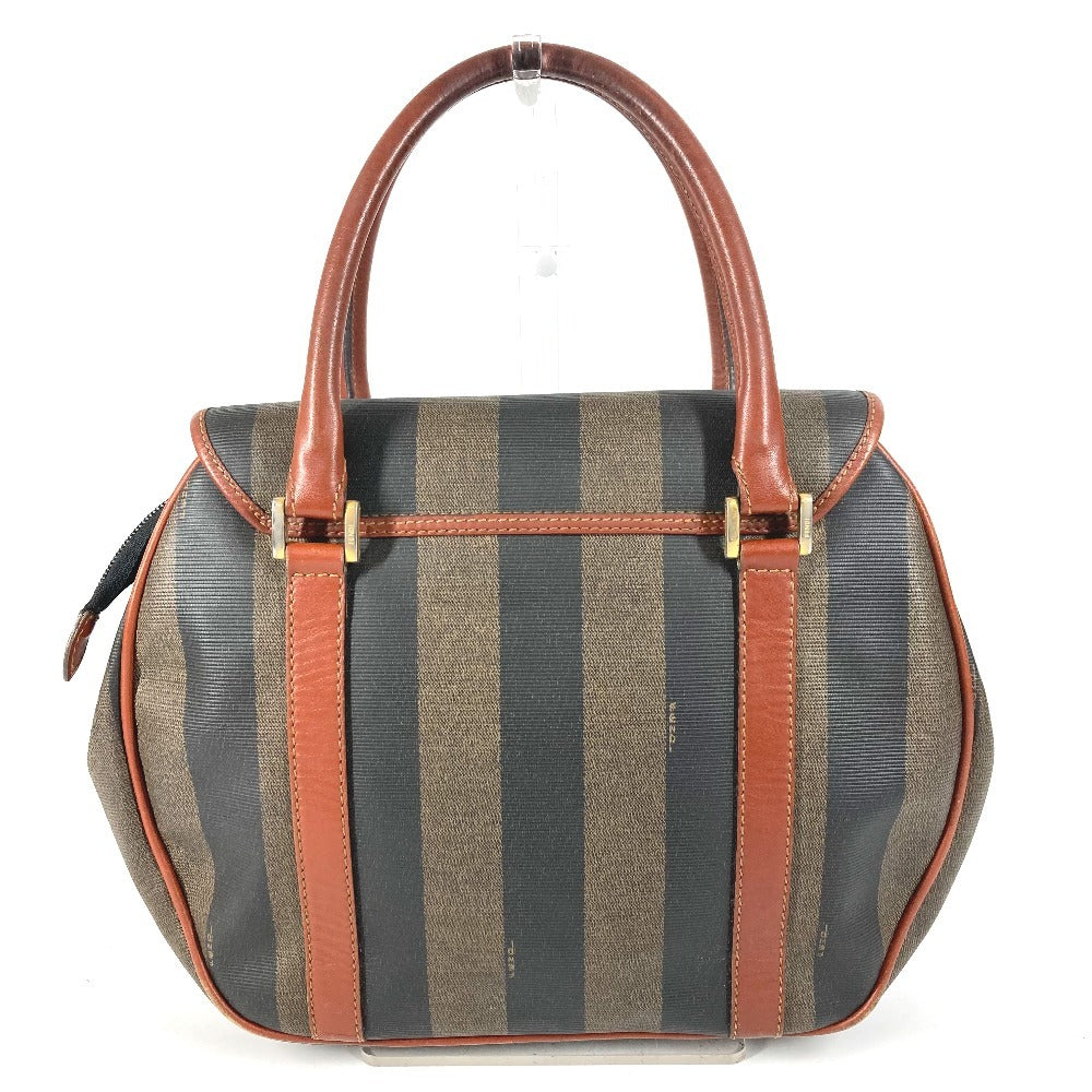 FENDI ヴィンテージ ロゴ ペカン カバン トートバッグ フラップ ハンドバッグ PVC/レザー ユニセックス カーキ