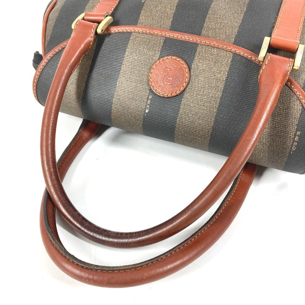 FENDI ヴィンテージ ロゴ ペカン カバン トートバッグ フラップ ハンドバッグ PVC/レザー ユニセックス カーキ