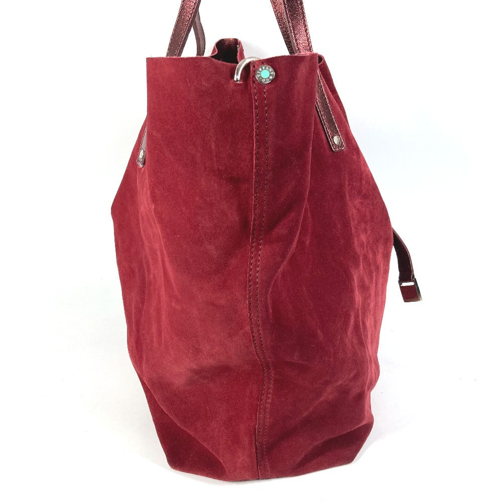 TIFFANY&Co. Pouch Included, Logo Reversible Bag, Tote Bag, Shoulder Bag, Metallic Shoulder Bag, Suede/Leather, Unisex, Red