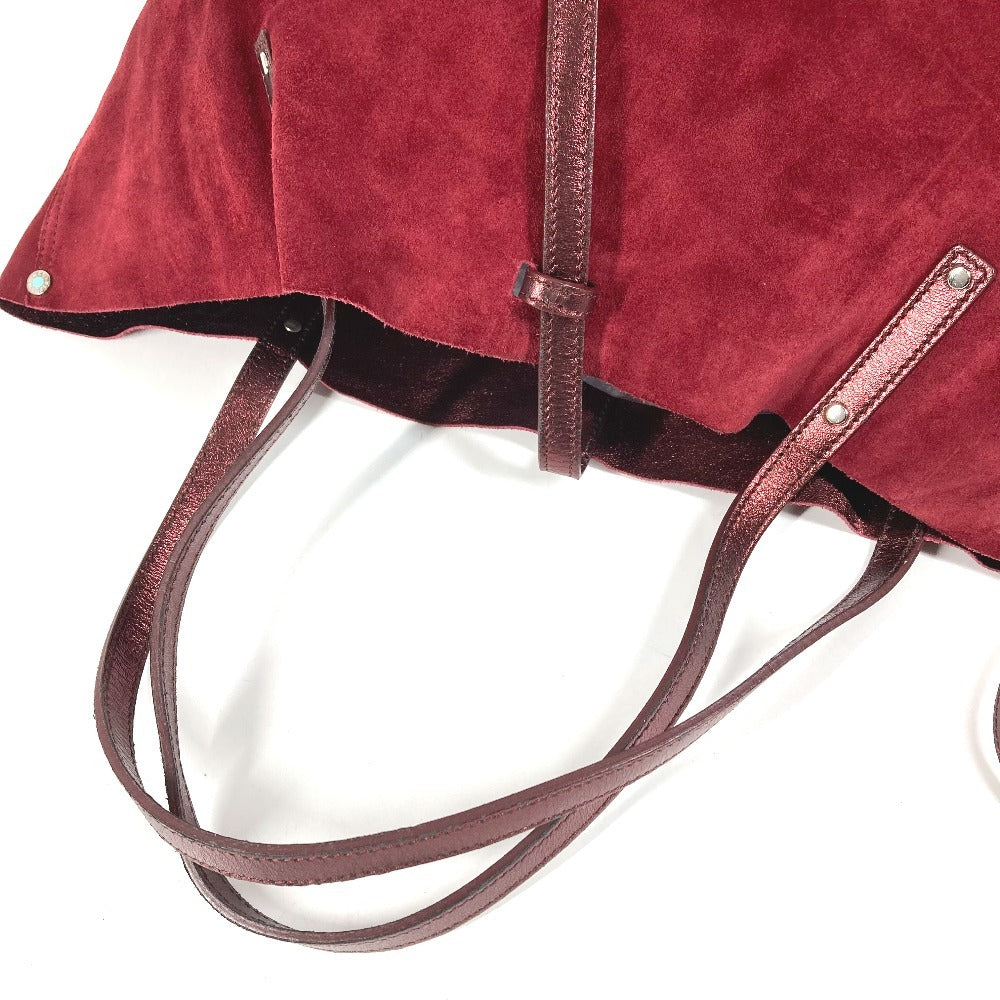 TIFFANY&Co. Pouch Included, Logo Reversible Bag, Tote Bag, Shoulder Bag, Metallic Shoulder Bag, Suede/Leather, Unisex, Red