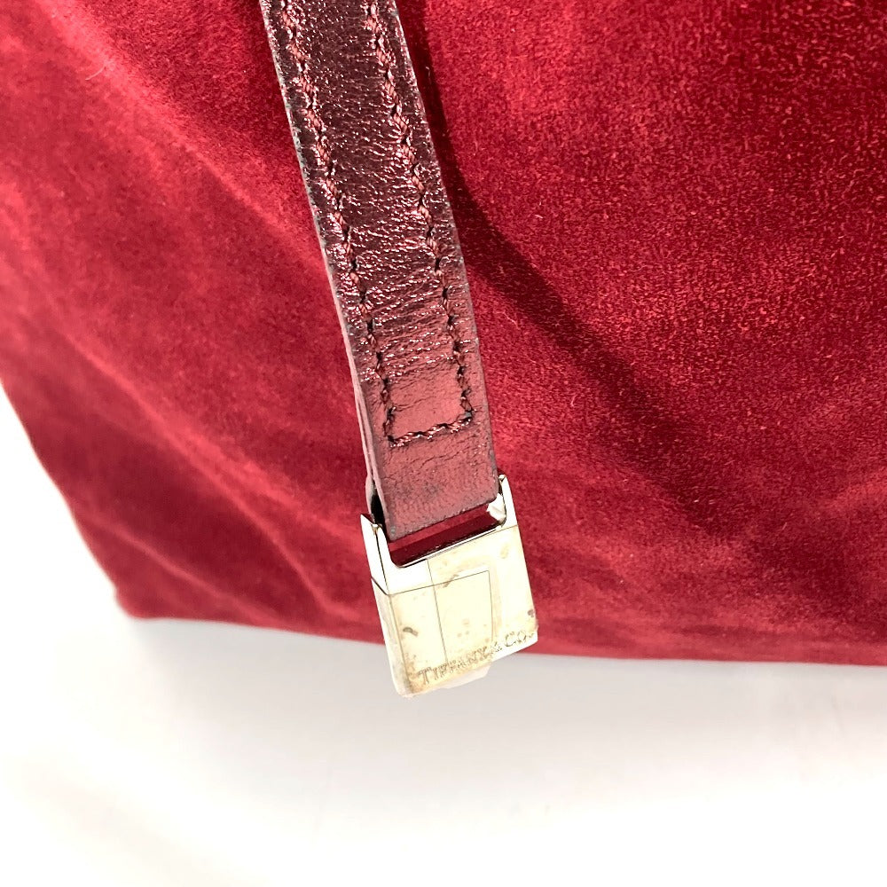 TIFFANY&Co. Pouch Included, Logo Reversible Bag, Tote Bag, Shoulder Bag, Metallic Shoulder Bag, Suede/Leather, Unisex, Red