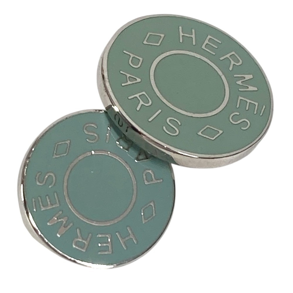 HERMES セリエ ロゴ カフス アクセサリー カフリンクス ボタン カフス メタル ユニセックス ブルー