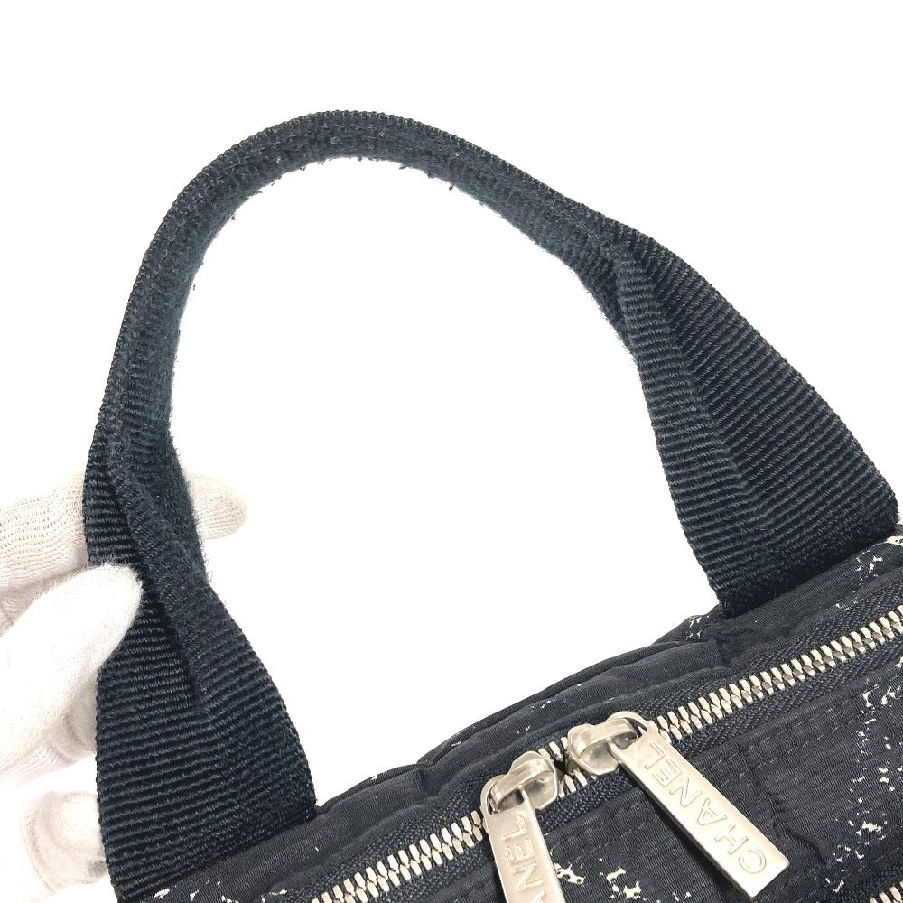 CHANEL 旧トラベルライン ロゴ カバン トートバッグ ハンドバッグ ナイロン ユニセックス ブラック