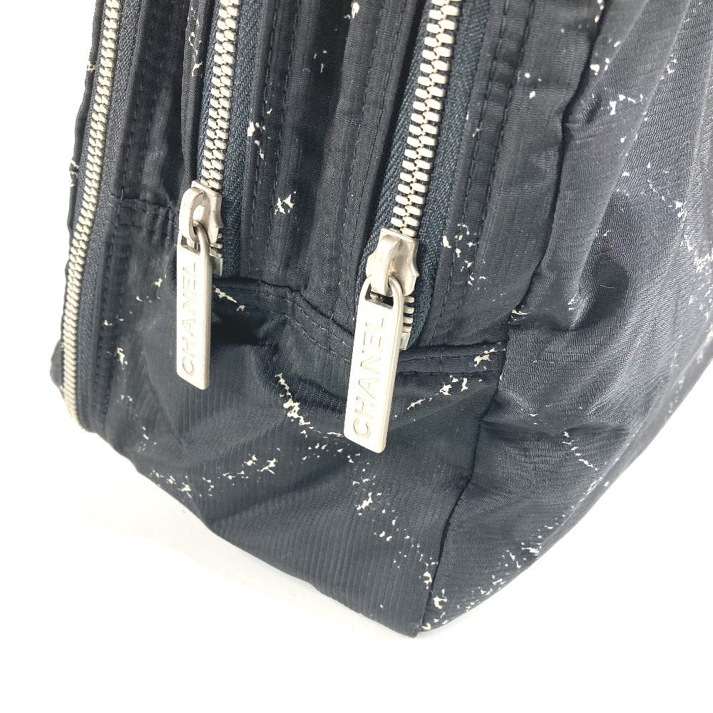 CHANEL 旧トラベルライン ロゴ カバン トートバッグ ハンドバッグ ナイロン ユニセックス ブラック