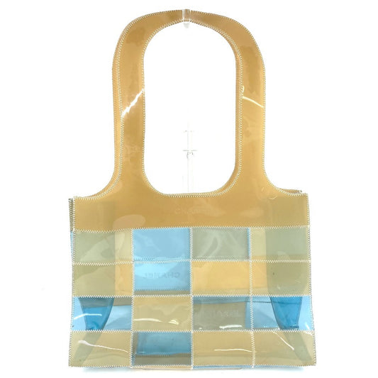 CHANEL CC ココマーク ロゴ パッチワーク カバン トートバッグ 肩掛け ショルダーバッグ ビニール ユニセックス ベージュ