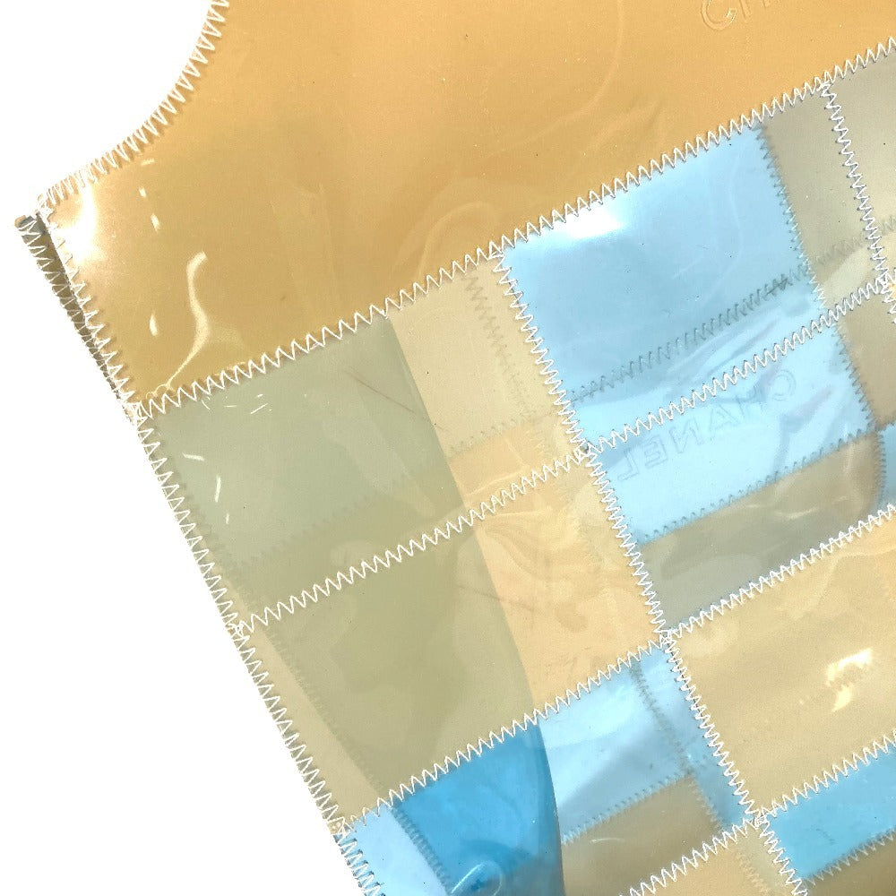 CHANEL CC ココマーク ロゴ パッチワーク カバン トートバッグ 肩掛け ショルダーバッグ ビニール ユニセックス ベージュ