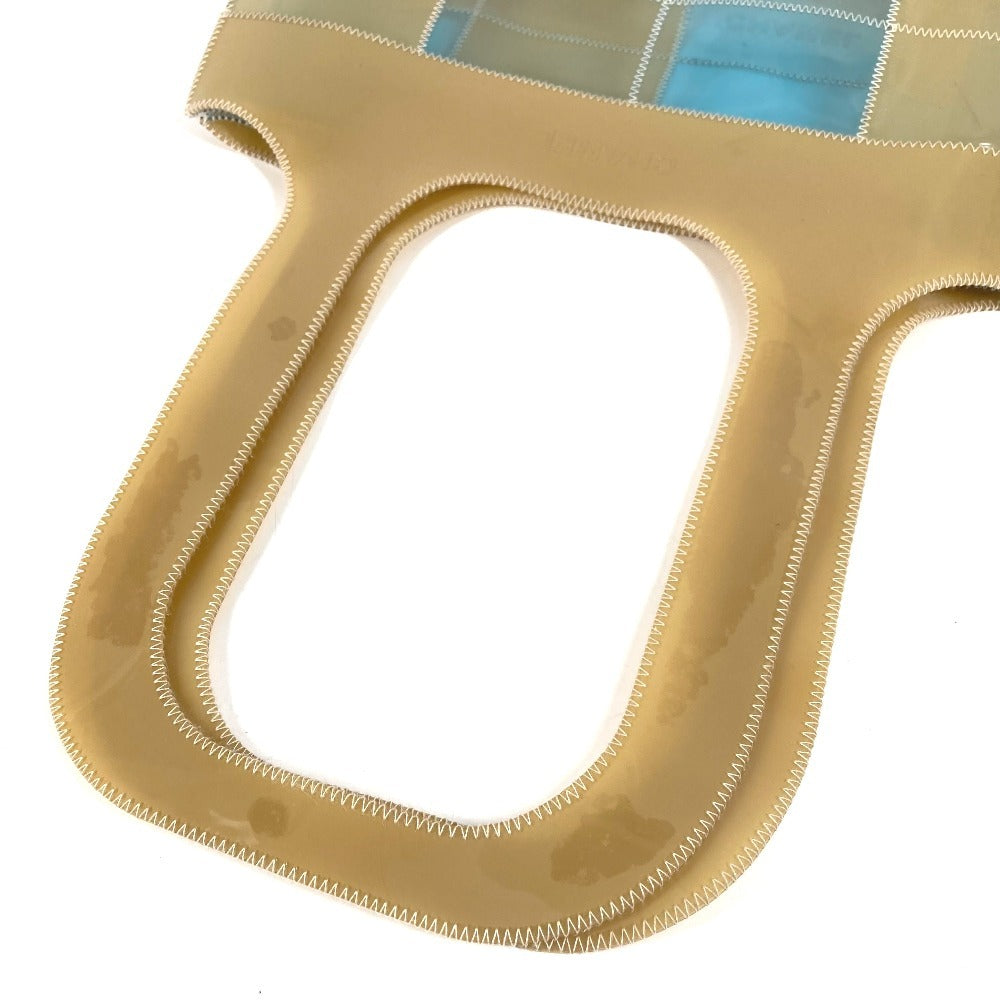 CHANEL CC ココマーク ロゴ パッチワーク カバン トートバッグ 肩掛け ショルダーバッグ ビニール ユニセックス ベージュ