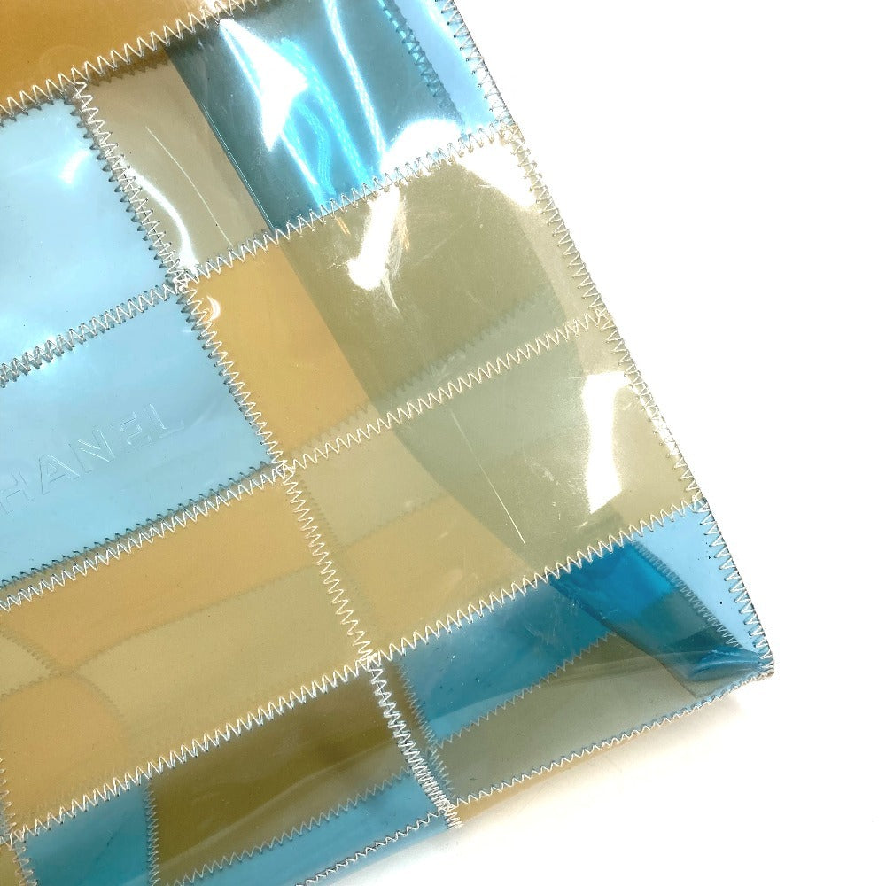 CHANEL CC ココマーク ロゴ パッチワーク カバン トートバッグ 肩掛け ショルダーバッグ ビニール ユニセックス ベージュ