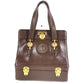 VERSACE Vintage Sunburst Bag 2-Tier Vanity Box Box Vanity Bag Handbag Leather Unisex Brown
