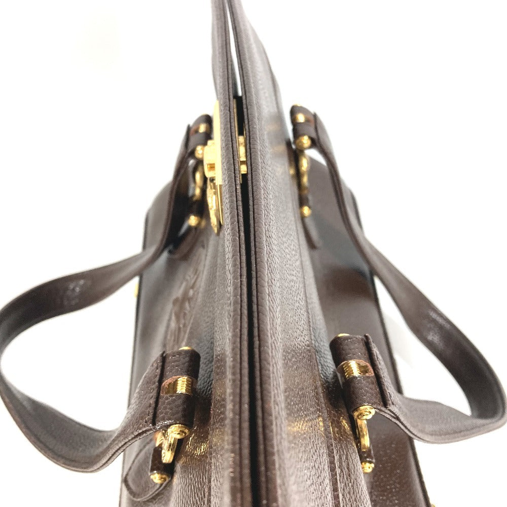 VERSACE Vintage Sunburst Bag 2-Tier Vanity Box Box Vanity Bag Handbag Leather Unisex Brown