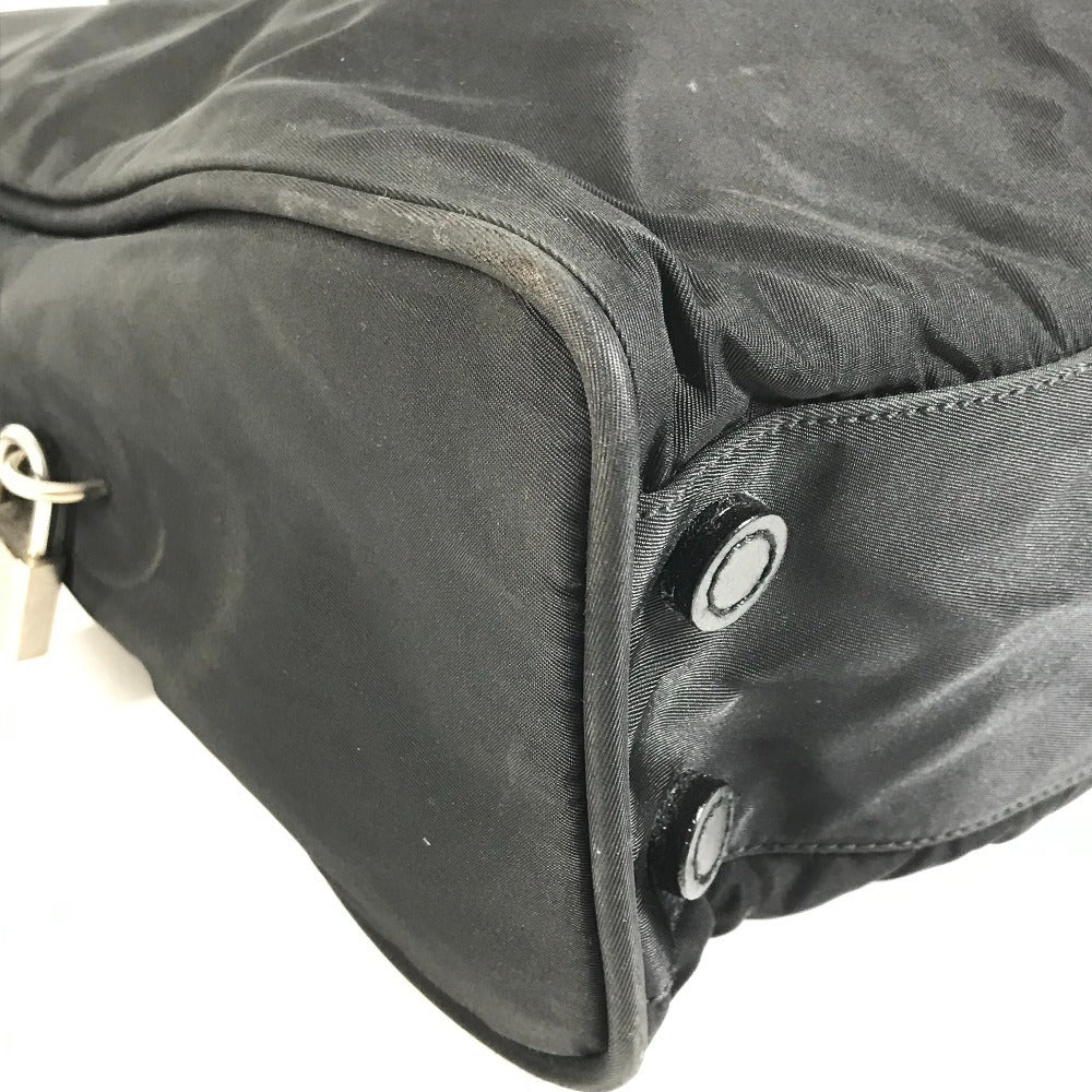 PRADA Triangle Logo Plate Handbag Tote Bag Briefcase Document Bag Business Bag Nylon Unisex Black