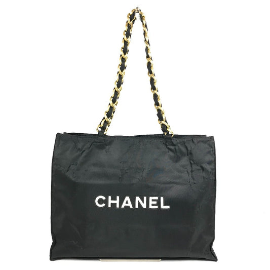 CHANEL CC ココマーク ロゴ トートバッグ 肩掛け チェーンバッグ Wチェーン カバン ショルダーバッグ ナイロン ユニセックス ブラック