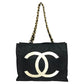 CHANEL CC ココマーク ロゴ トートバッグ 肩掛け チェーンバッグ Wチェーン カバン ショルダーバッグ ナイロン ユニセックス ブラック