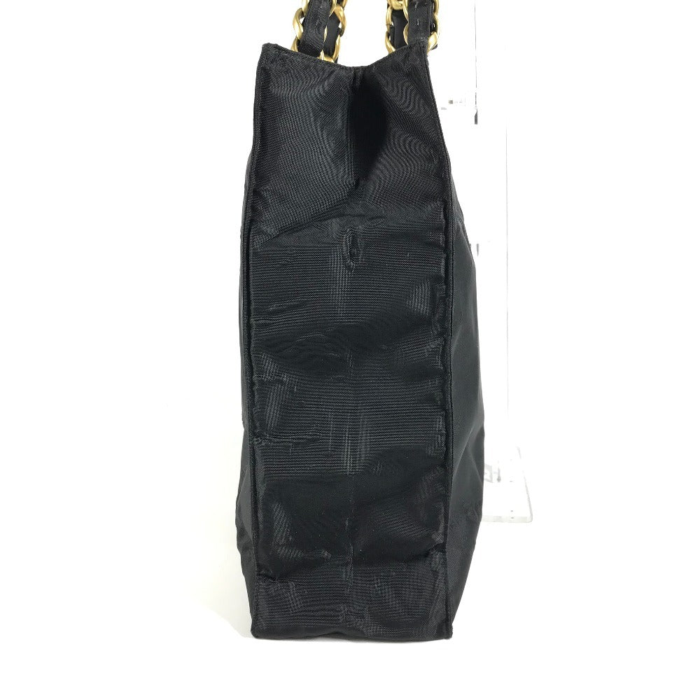 CHANEL CC ココマーク ロゴ トートバッグ 肩掛け チェーンバッグ Wチェーン カバン ショルダーバッグ ナイロン ユニセックス ブラック
