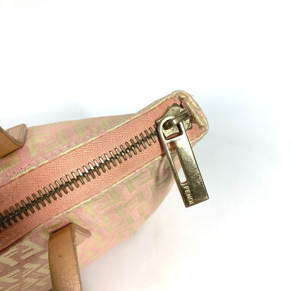 FENDI Zucchino Logo Shoulder Bag Tote Bag Shoulder Bag Leather/Canvas Unisex Pink Beige
