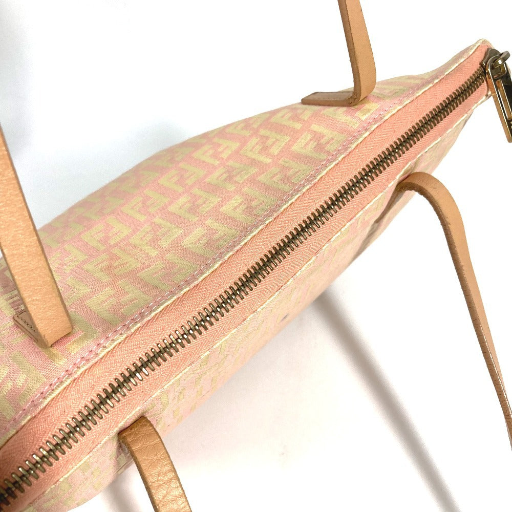 FENDI Zucchino Logo Shoulder Bag Tote Bag Shoulder Bag Leather/Canvas Unisex Pink Beige