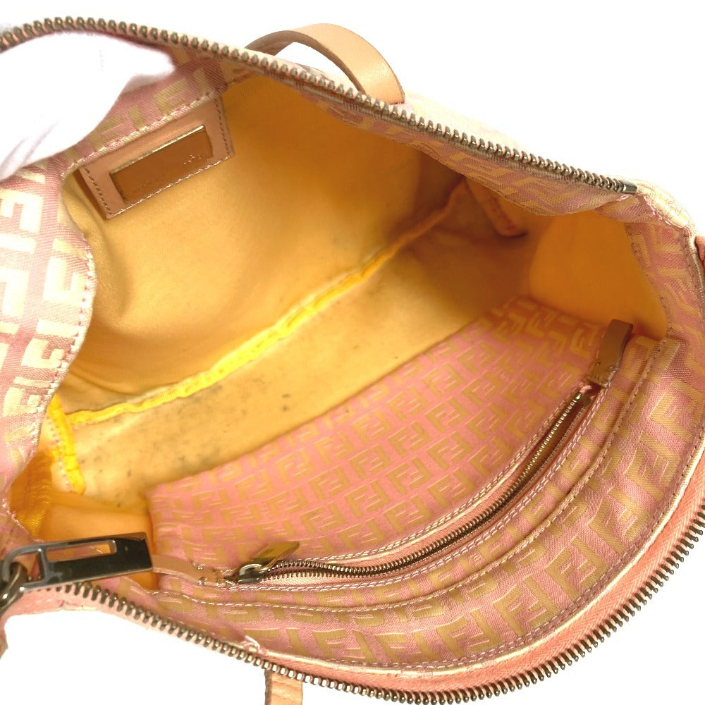 FENDI Zucchino Logo Shoulder Bag Tote Bag Shoulder Bag Leather/Canvas Unisex Pink Beige