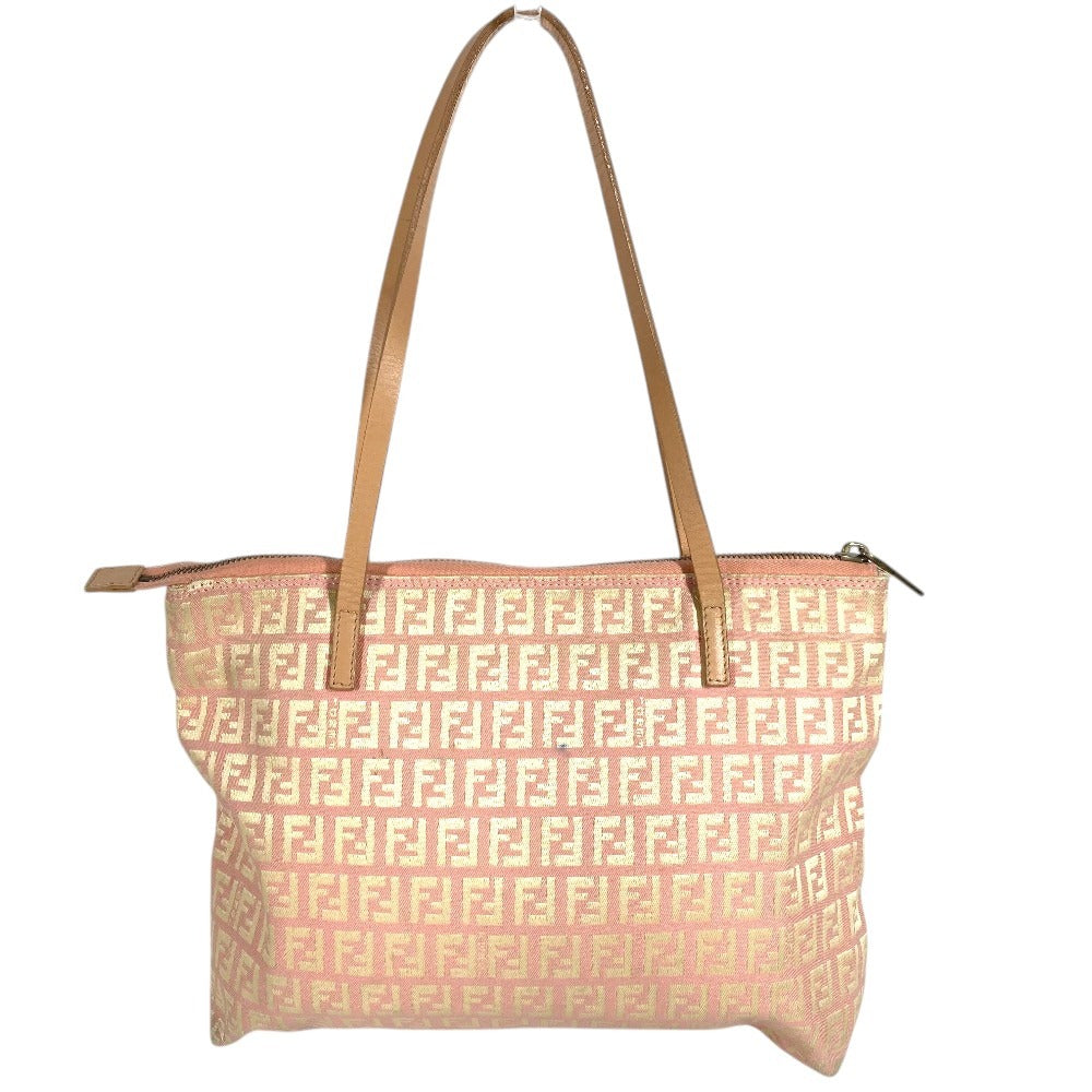 FENDI Zucchino Logo Shoulder Bag Tote Bag Shoulder Bag Leather/Canvas Unisex Pink Beige