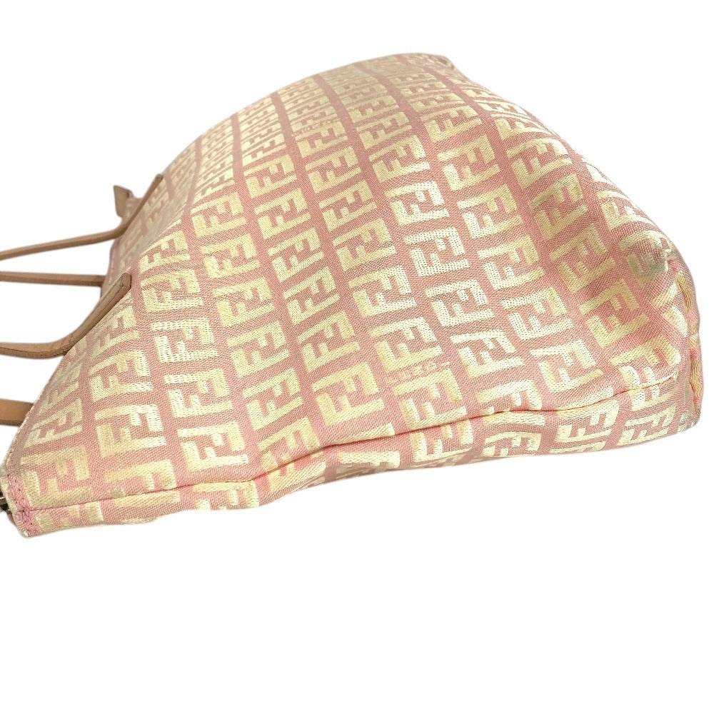 FENDI Zucchino Logo Shoulder Bag Tote Bag Shoulder Bag Leather/Canvas Unisex Pink Beige