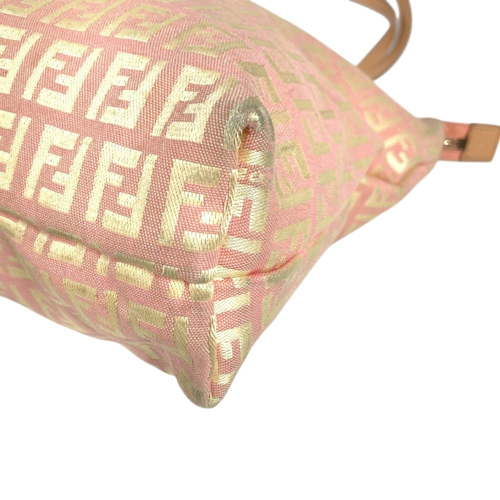 FENDI Zucchino Logo Shoulder Bag Tote Bag Shoulder Bag Leather/Canvas Unisex Pink Beige