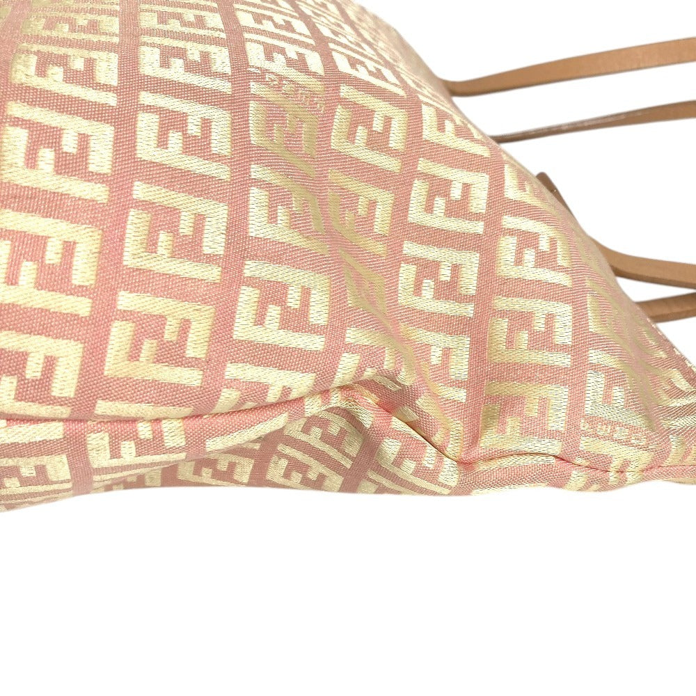 FENDI Zucchino Logo Shoulder Bag Tote Bag Shoulder Bag Leather/Canvas Unisex Pink Beige