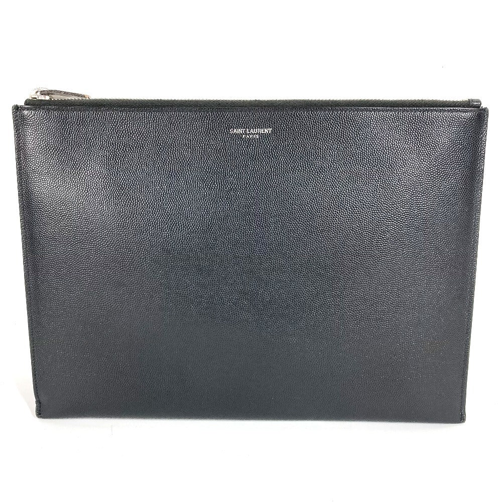 Saint Laurent 397294 Logo Bag Pouch Second Bag Clutch Bag Leather Unisex Black