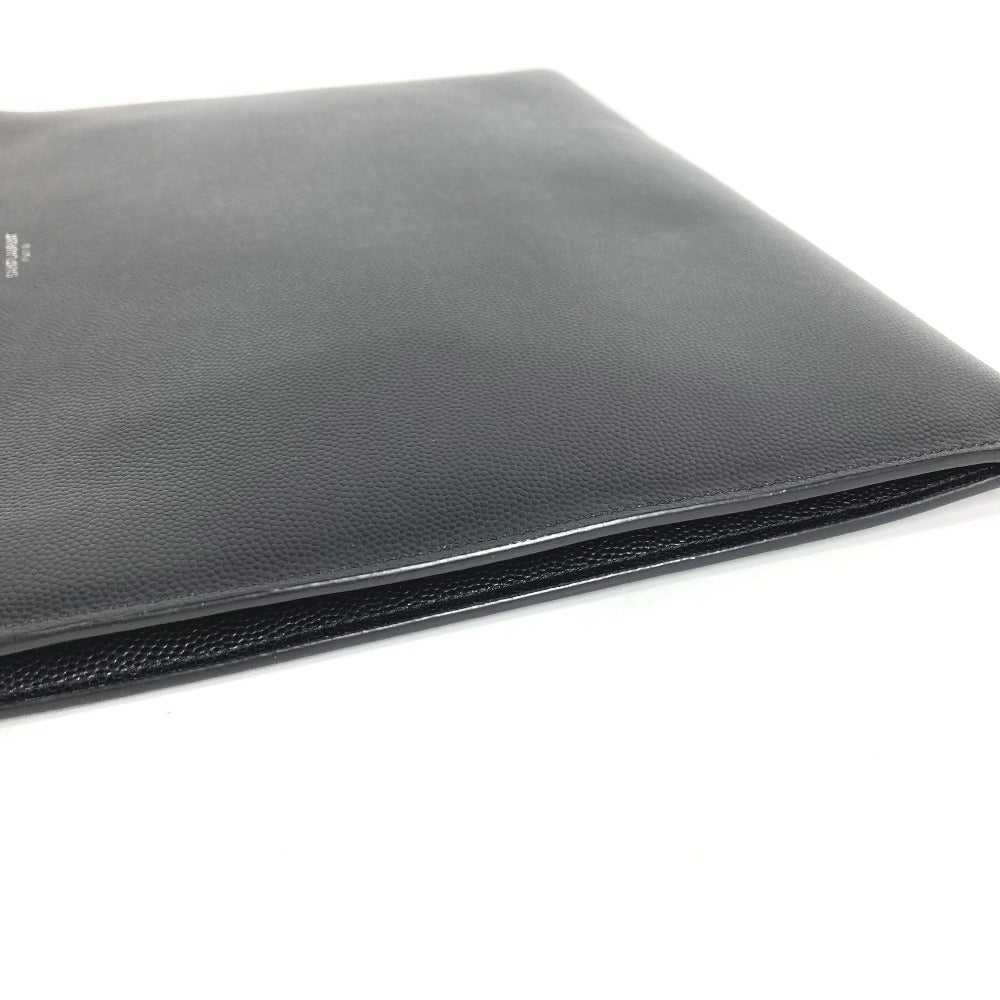 Saint Laurent 397294 Logo Bag Pouch Second Bag Clutch Bag Leather Unisex Black