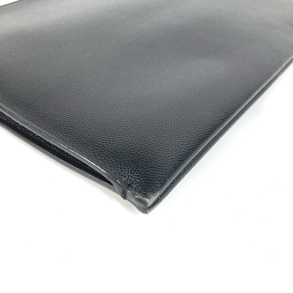 Saint Laurent 397294 Logo Bag Pouch Second Bag Clutch Bag Leather Unisex Black