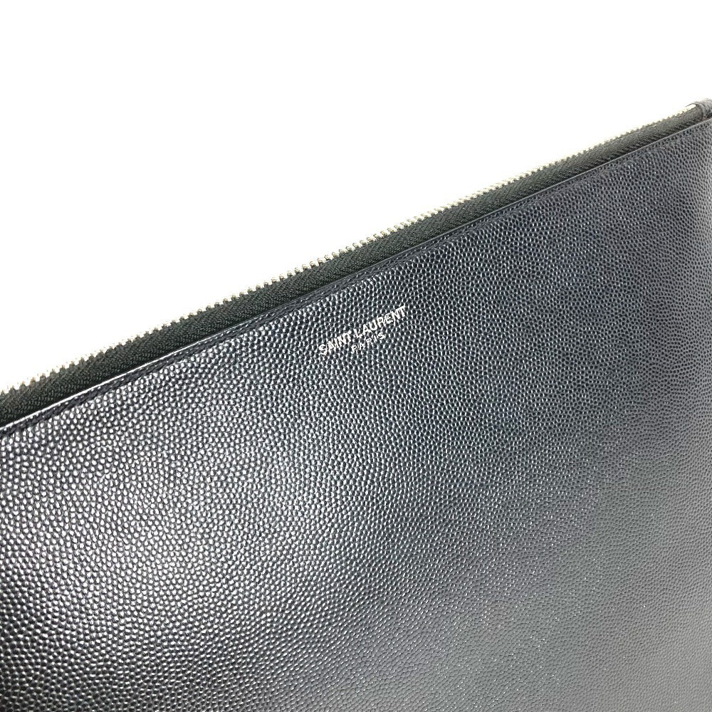 Saint Laurent 397294 Logo Bag Pouch Second Bag Clutch Bag Leather Unisex Black