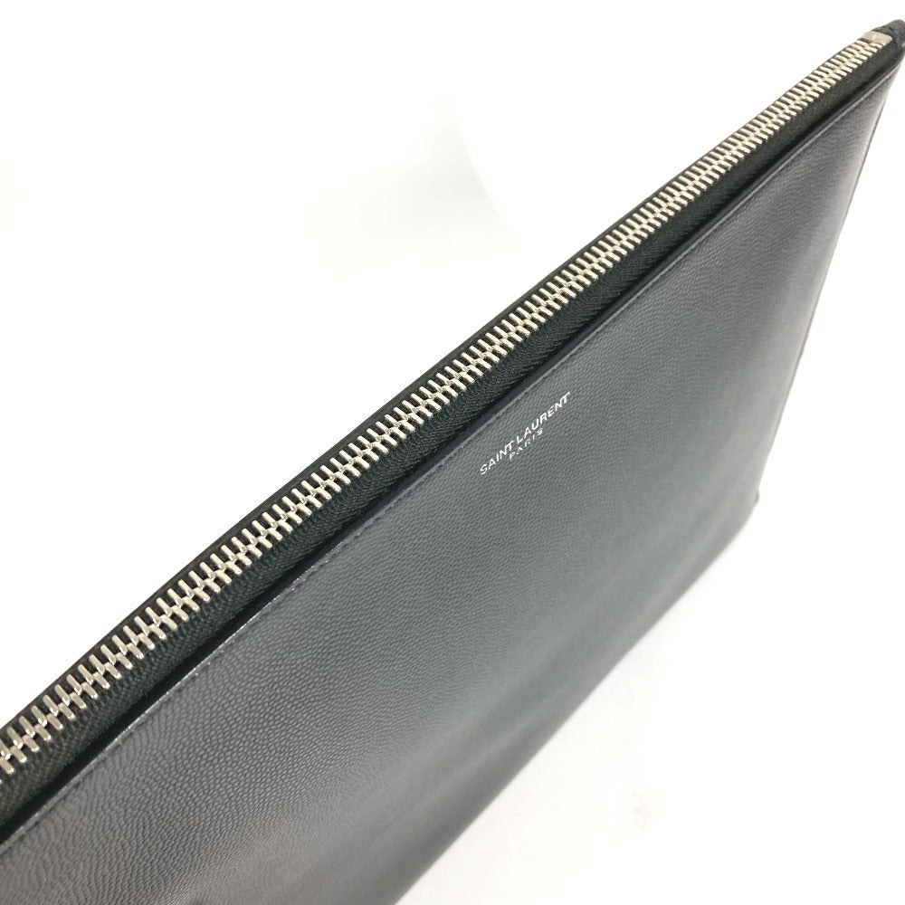Saint Laurent 397294 Logo Bag Pouch Second Bag Clutch Bag Leather Unisex Black