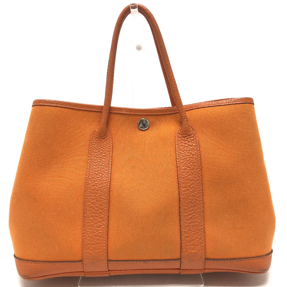 HERMES Garden Party TPM Bag Tote Bag Handbag Leather/Canvas Unisex Orange