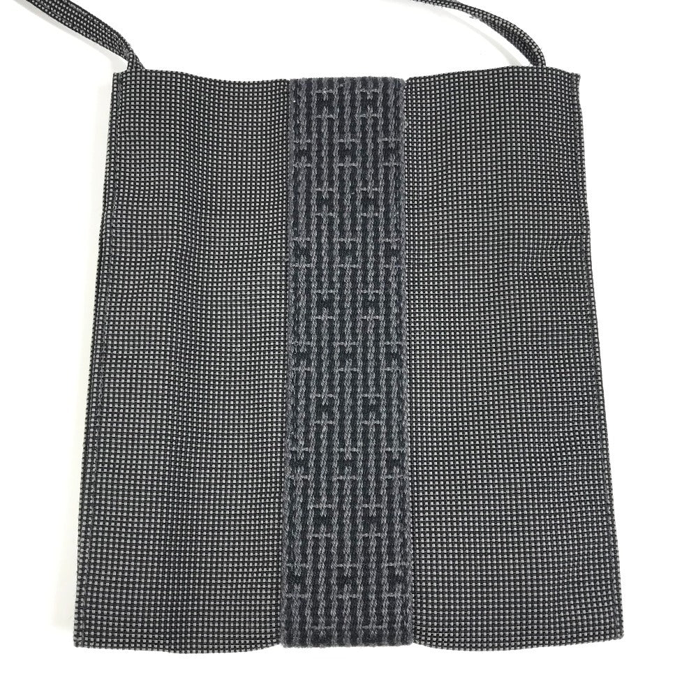 HERMES Herline Logo Bag Crossbody Pouch Shoulder Bag Polyamide Unisex Grey