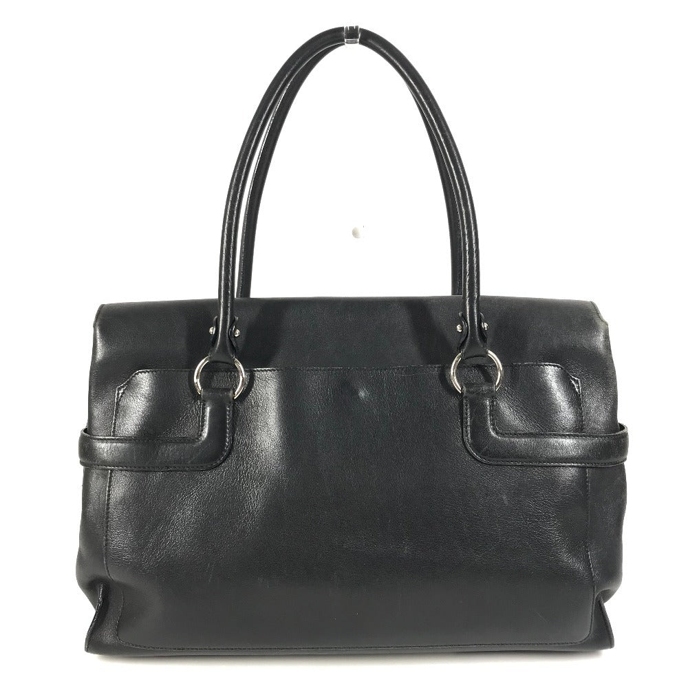 Salvatore Ferragamo Gancini Logo Shoulder Bag Flap Tote Bag Business Bag Shoulder Bag Leather Unisex Black
