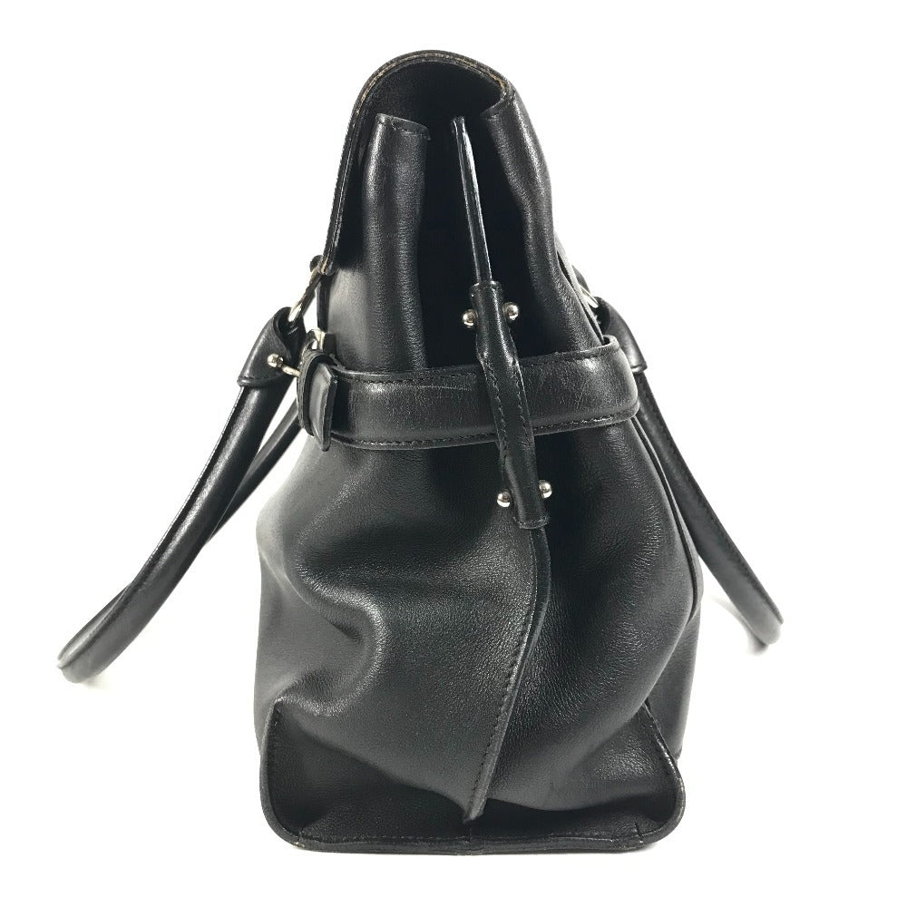 Salvatore Ferragamo Gancini Logo Shoulder Bag Flap Tote Bag Business Bag Shoulder Bag Leather Unisex Black